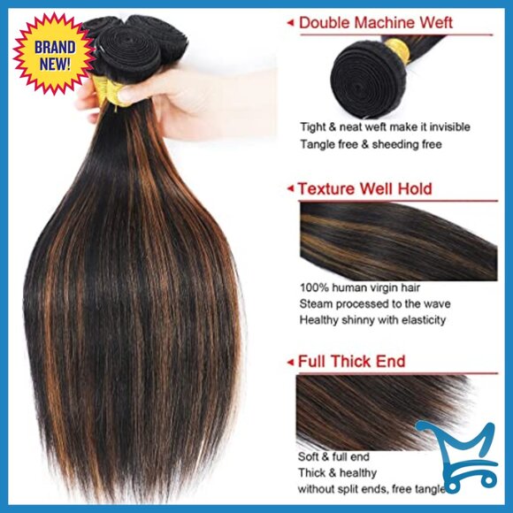 Brazilian Remy Human Hair Extensions 3 Bundles 18 Inch Straight Weave main image 4